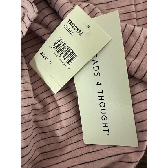 Threads 4 Thought Polo Mens Small Pink Striped Short Sleeve Preppy Casual Gray - Picture 5 of 6